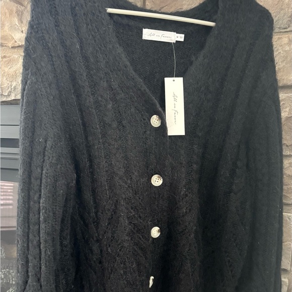 All in Favor Charcoal Cable Knit Cardigan - Picture 1 of 4